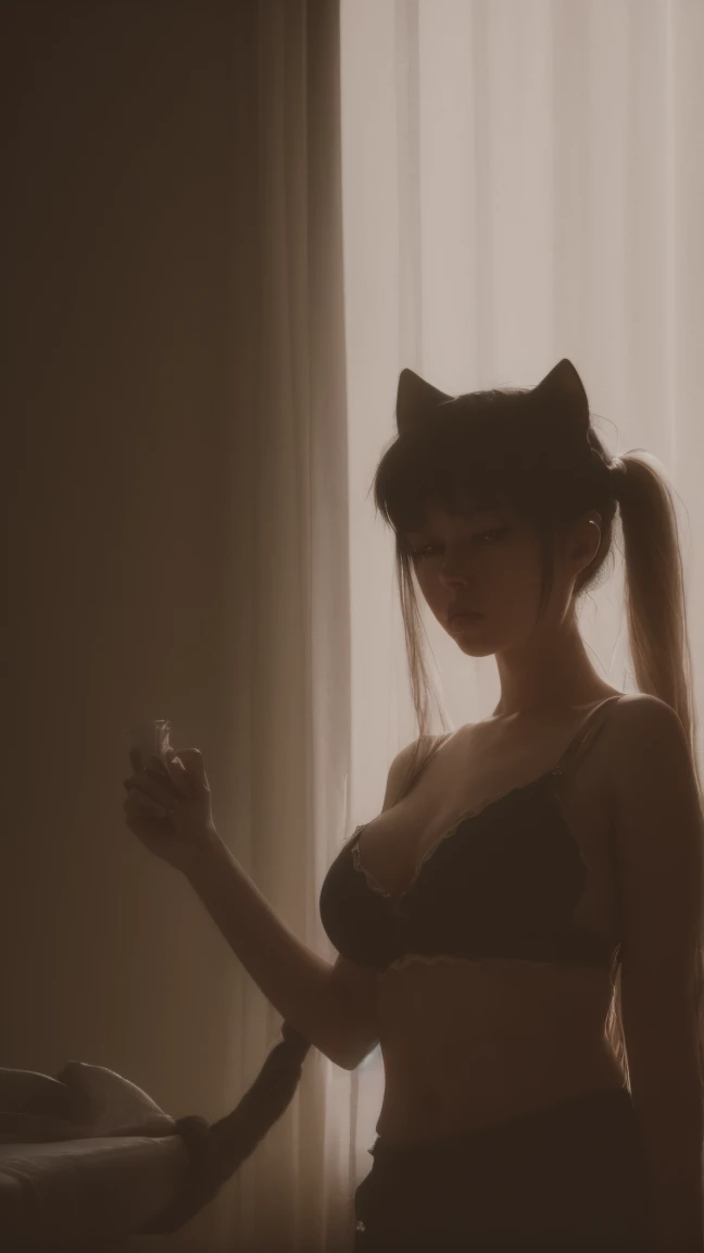 Long Hair, low-tied Long Hair, Nurse cap, eyeball, Big eyes, Cat ear, compensate, Surrealism,溢れる乳房 Surrealism, modern art, realism, image debtill, silhouette, Chiaroscuro, debtirst-person view, debt/1.8, Ultra-high resolution, masterpiece, 16K, 8k