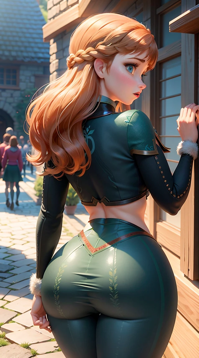 Photo of Anna of Arendelle showing glutes, slapping the buttocks, (Slim and tight)
