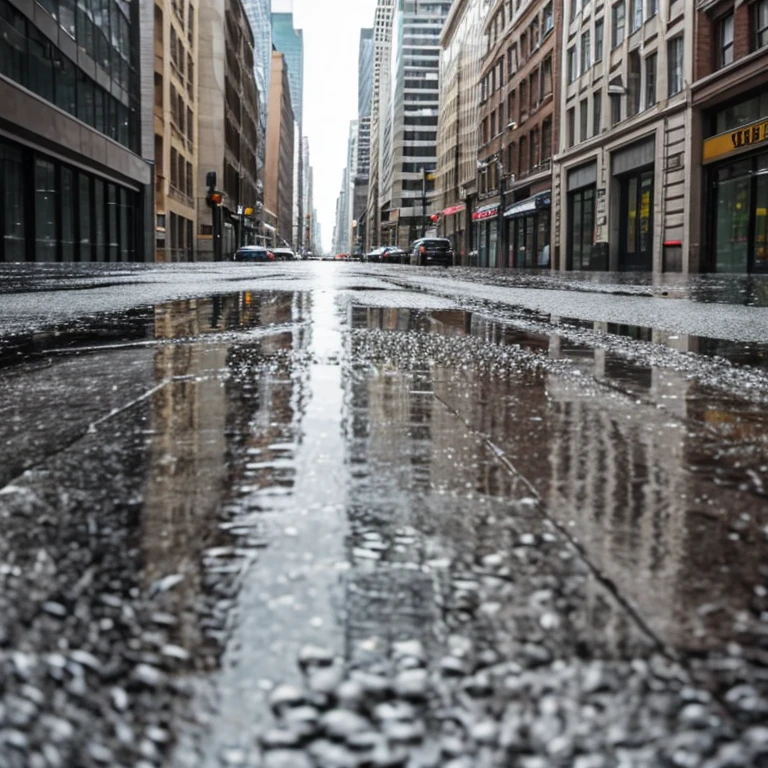 gray asphalt in the city.puddles .raindrops on puddles