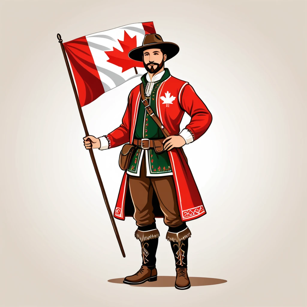 man in canada folk outfit, vector graphics, strong contours