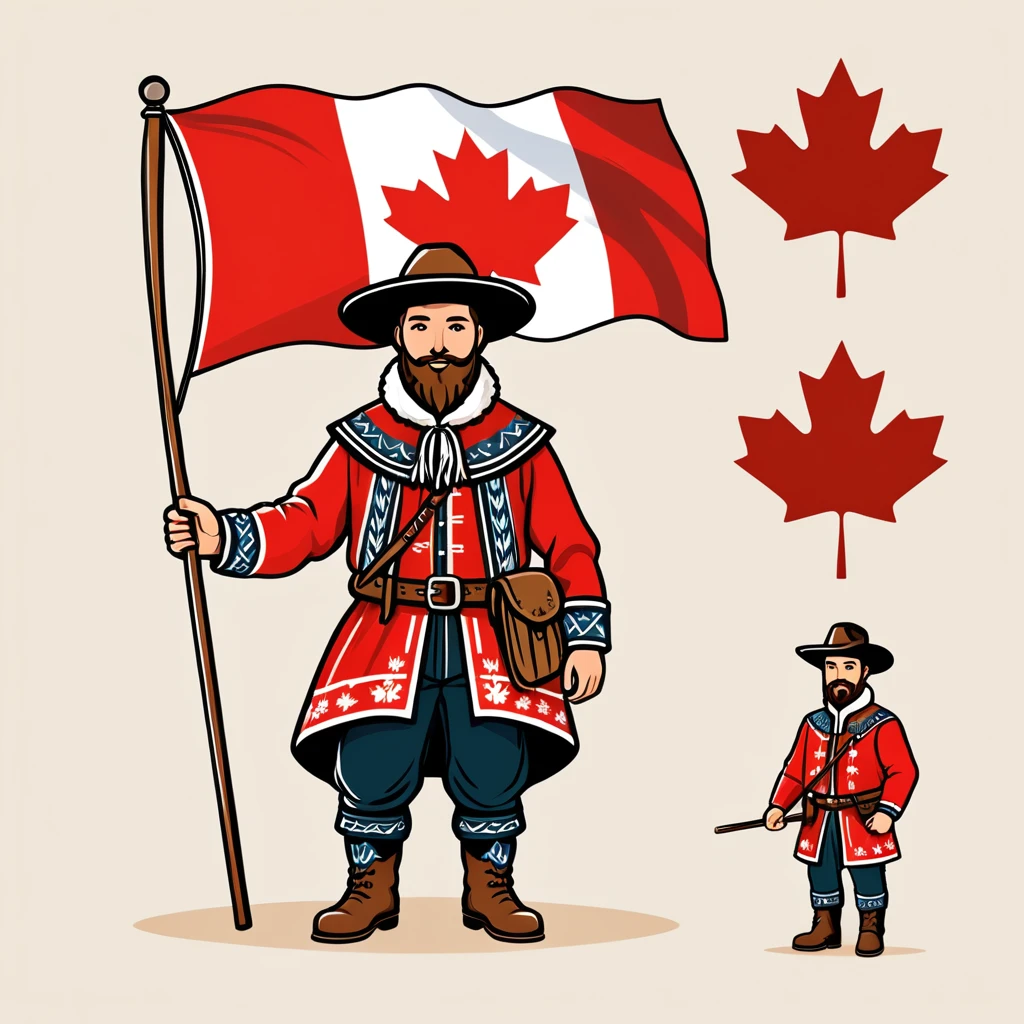 man in canada folk outfit, vector graphics, strong contours
