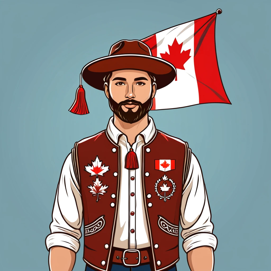 man in canada folk outfit, vector graphics, strong contours