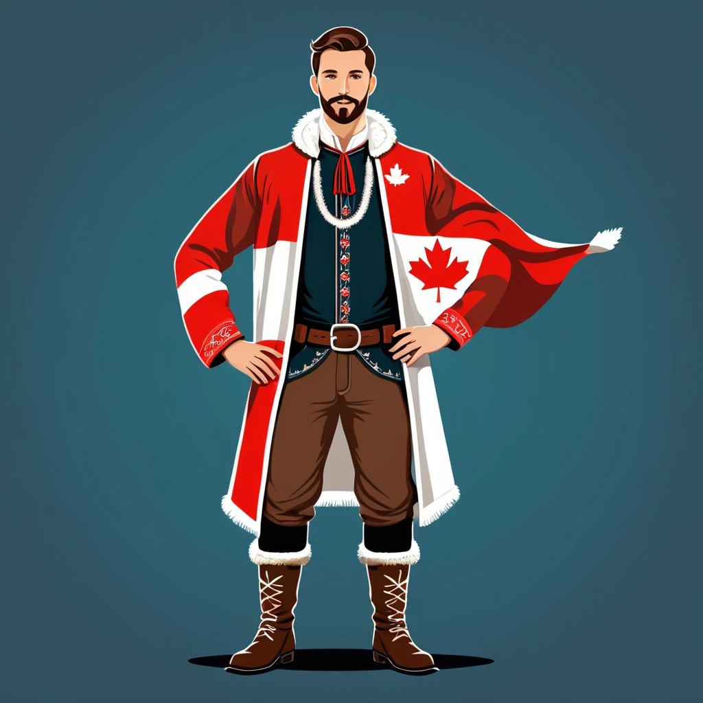 man in canada folk outfit, vector graphics, strong contours