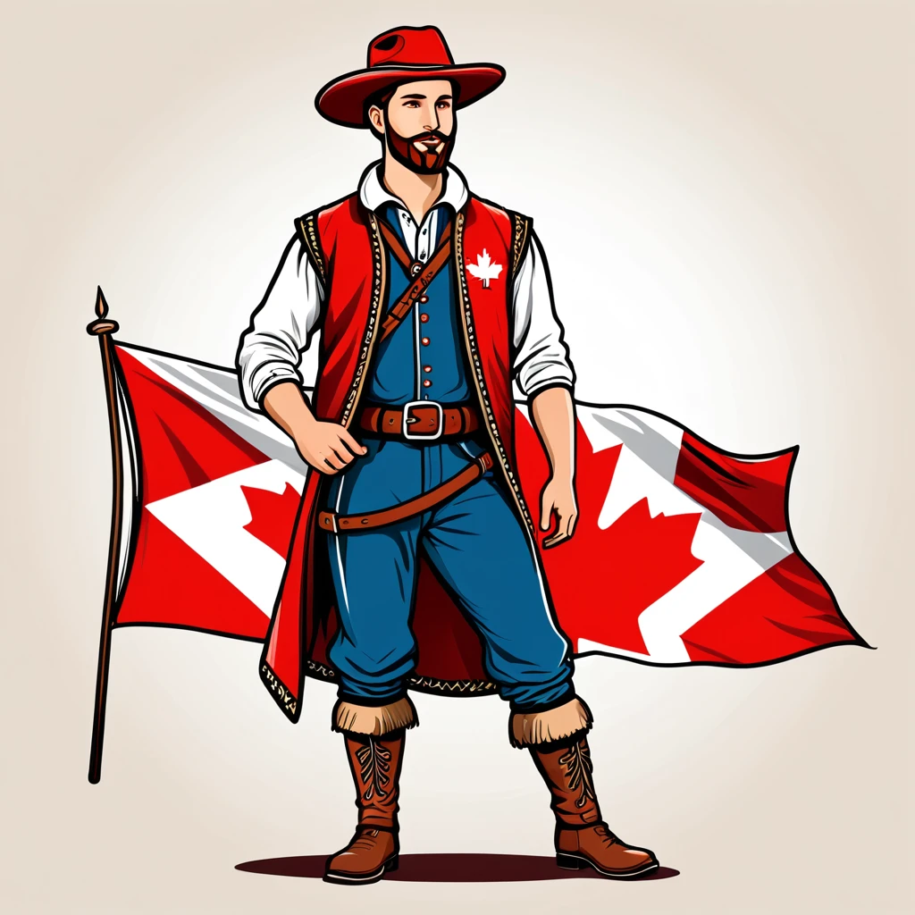 man in canada folk outfit, vector graphics, strong contours