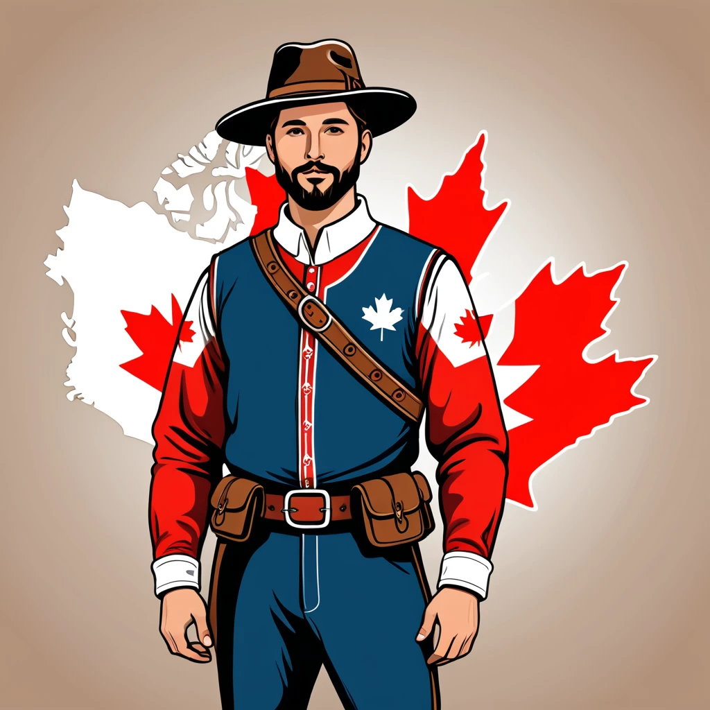 man in canada folk outfit, vector graphics, strong contours