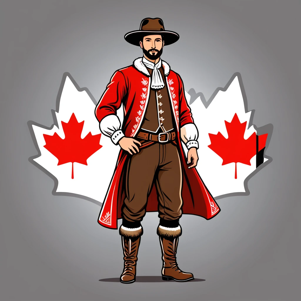 man in canada folk outfit, vector graphics, strong contours

