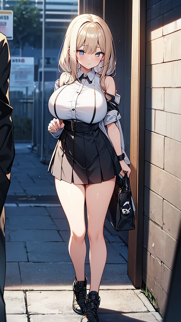 Full body image, フロント, One girl, 18-year-old, Mix 4, (32k, RAW Photos, Highest quality, masterpiece:1.2), (Anime-like, photoAnime-like:1.37), cute, ミニスカートのドレス, night, rain, Humidity, Professional Lighting, Photon Mapping, Radio City, Physically Based Rendering, Super Resolution, (Big Breasts:1.2), {{The biological weapon that had preyed on the younger sister took her place and reunited with the older brother.}}, Girl Skull, whole body, NSFW
