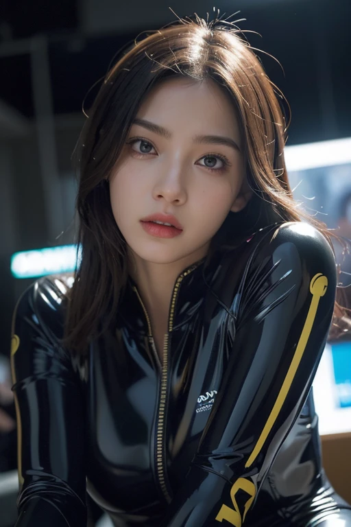 (RAW Photos:1.2)、Highest quality、Beautiful detailed girl、タイトLatex suit、Latex suit, Laughter、Highly detailed eyes and face、Beautiful and fine details、Large file size、High resolution、High resolution、8k wallpaper details、Highly detailed Ticker uniform 8K wallpaper、Light on the face、Cinema Lighting、18-year-old girl、Sexy pose、(Photorealism:1.4)、Awareness-raising、Surrealism、 From below、Super Detail、masterpiece