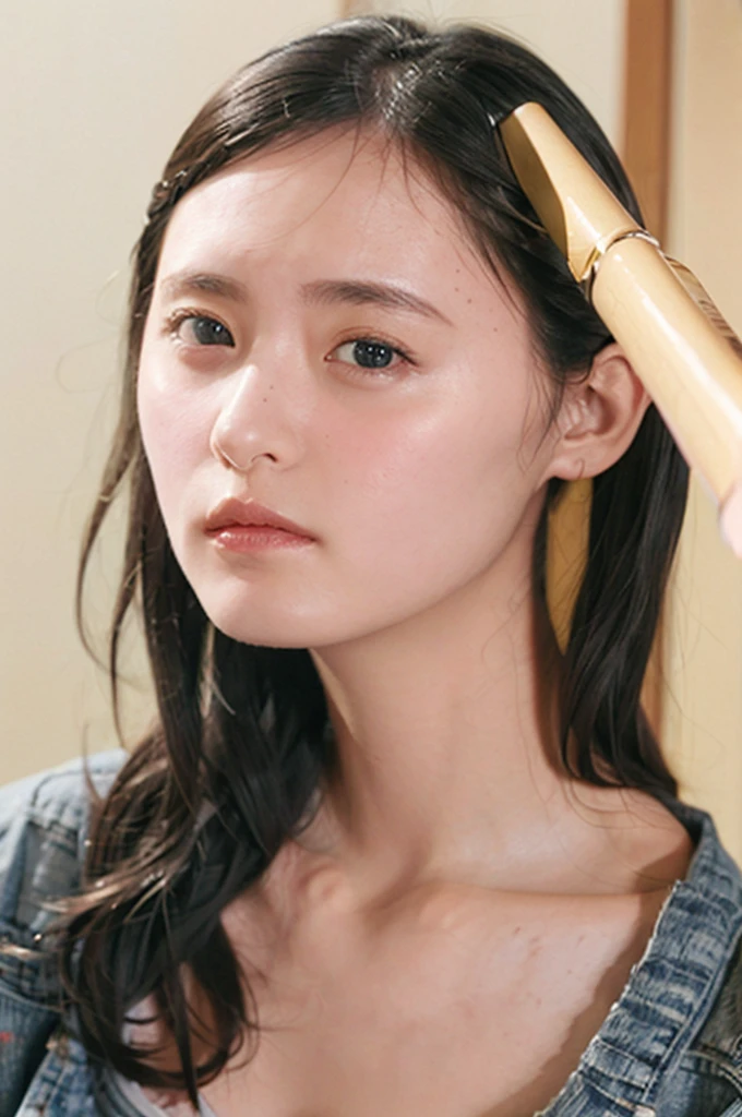You are a professional gravure photographer.。とても美しい一人の日本人女性のphotographを創造してください。Delicate facial features、Bob Hair, Captivating Gaze、Thigh shot , Lunar Surface、Advanced Depth of Field、masterpiece、Highest quality、photograph、reality、High resolution、Very detailed、