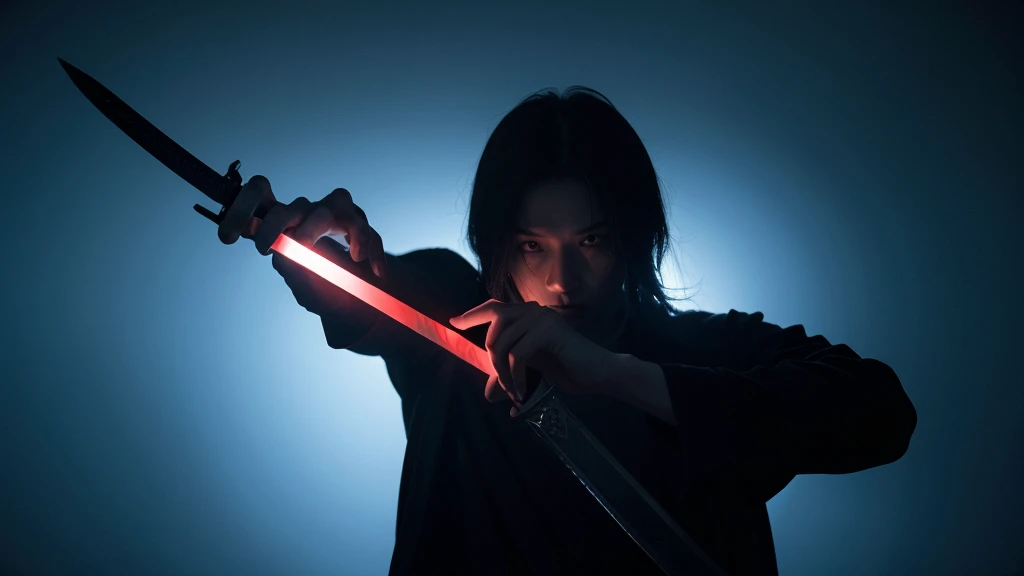 player:Hold the sword tightly in your hand,Prepare to commit suicide。
sword:Bloody sword,Symbolizes death and despair。
expression:Refuse,Player has made up his mind to end his life。
background:dark room,Only the sword in the player's hand flashes coldly。
angle:Player perspective,Highlight the player's Refuse and tragedy。