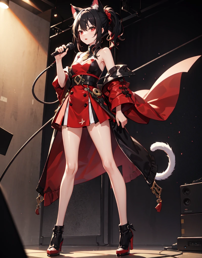 (concert:1.4), xinyan \(Genshin Impact\), Double tail, braid
