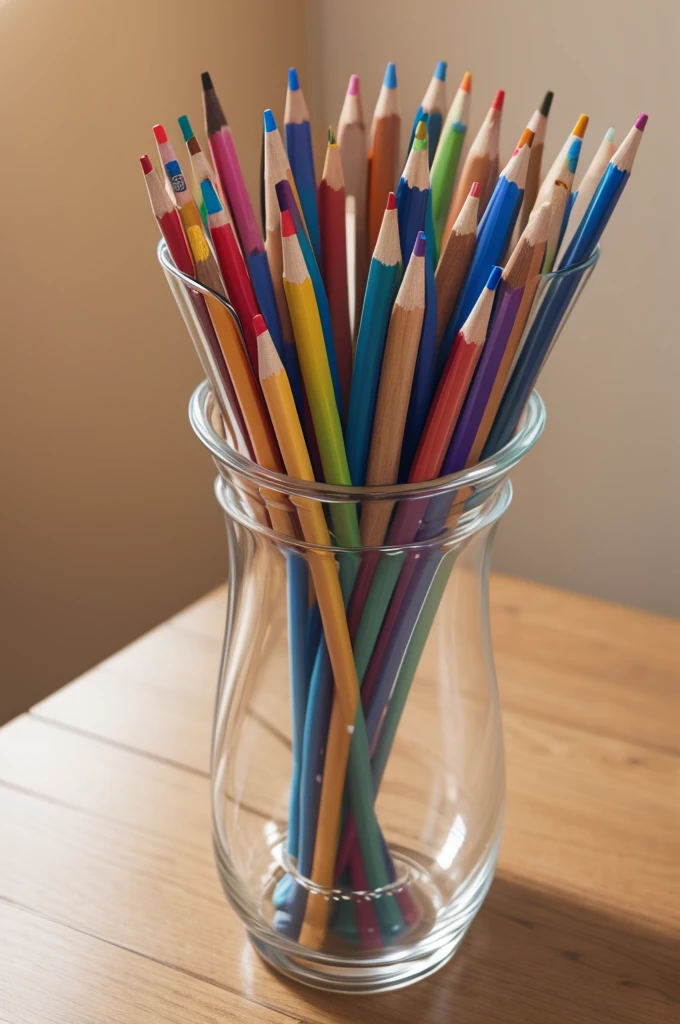 A vase with colored pencils