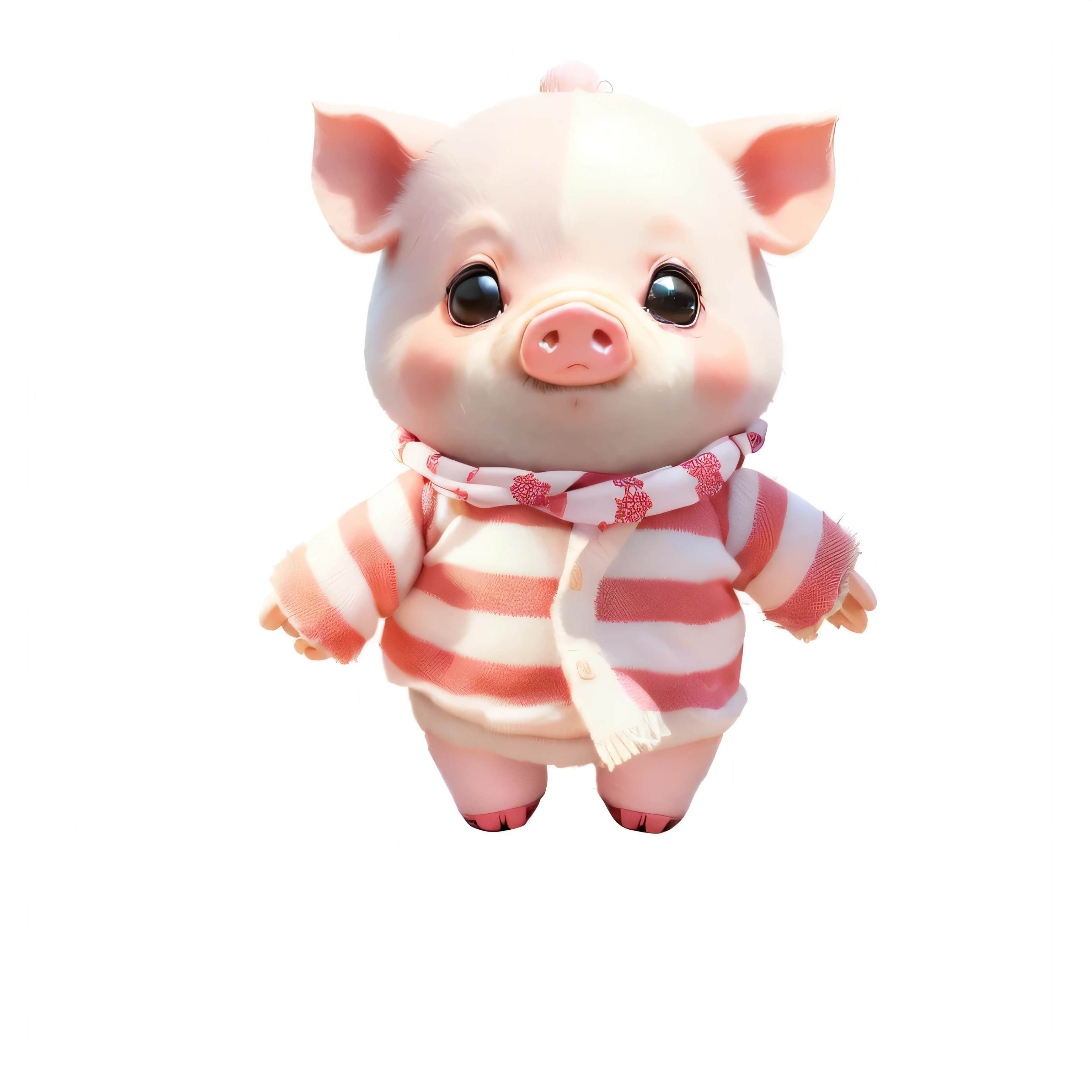 there is a small pig wearing a striped shirt and scarf, anthropomorphic warrior piglet, Lovely 3 d render, piglet, a pig, Lovely character, Pig pig pig, Lovely! C4D, Lovely cartoon character, miniature pig, Lovely Numbers, piggy, robotic pig, pig, super Lovely and friendly, giant pig, Lovely digital art
