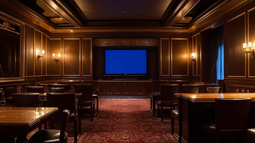 image of a cinema with decoration of a dungeon with skulls and skeletons