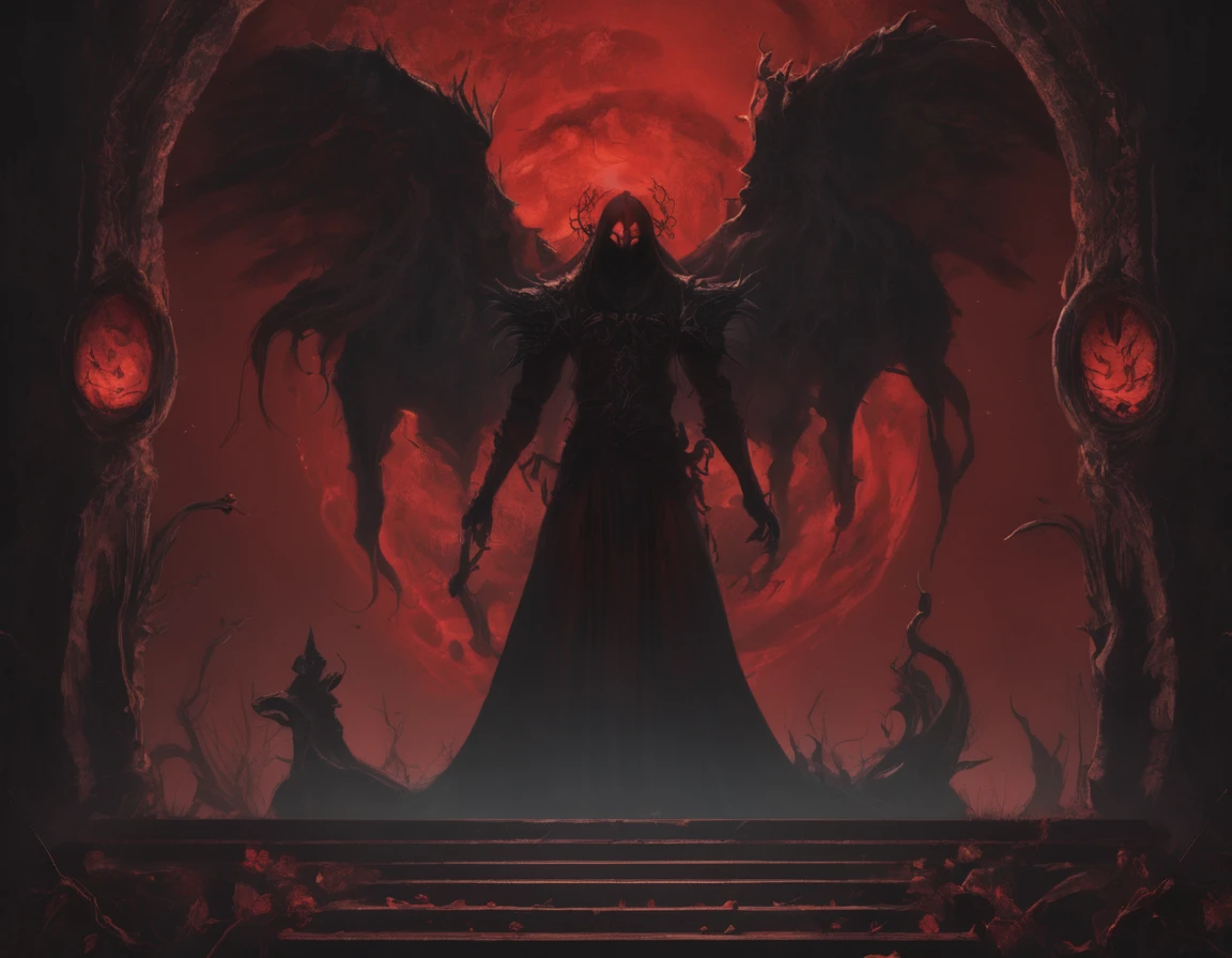 (Highest quality,4K,High resolution,masterpiece:1.2),Very detailed,Realistic:1.37,Spooky altar background,Dark fantasy,Red color scheme,Ominous atmosphere,Eye-catching,Storytelling,anatomy,Anime Style,Concept Art,beautiful細部までこだわった顔と (((Red eyes ))),Not exposed,Don't show skin,The body is covered with clothing,Terrifying Ritual ,Long golden hair,Blonde Hair,disaster々New Tiara,Satanic Ritual,Untimely Death,Unjust act,Crazy Smile,Scythe Face,Girl Monster, beautiful, Delicate facial features, Sharp Eye, Sharp Fangs, Pale skin, Thick chain, Dark Background, Cinema Lighting, Dramatic Shadows, Gothic style, Gloomy atmosphere, Dark fantasy, One Girl, , Please open your mouth wide, Open your mouth and baring your teeth,Sharp teeth like a beast, Wide lips, very wide mouth, Vermilion cheeks, ,(Blood splatter:1.4),Scary smile, laugh at,Fallen angel design, Twisted smile、Bloodstained、bleeding from the head,,、Blood splatter、,(Blood splatter:1.4),Crossbones, skull,Horror Style, ((Fantasy Fallen Angel Costume)), ((flowing blonde hair)), ,(Blood splatter:1.4),Female curves, Sexy flat stomach, Perfect hands, Perfect anime face, ((White Lolita Dress)), Are standing, ((Wicked Smile)), ,(Blood splatter:1.4), Steam circulates, Moonlight Illumination, night lighting, disaster々new devil horns,,(Blood splatter:1.6),アニメFallen angel design, Twisted smile、Bloodstained、bleeding from the head,,、Blood splatter、,(Blood splatter:1.4),Crossbones, skull,Gothic architecture、Western architecture、Fantasy World、,Victorian cities, Skeleton Gaslight,
