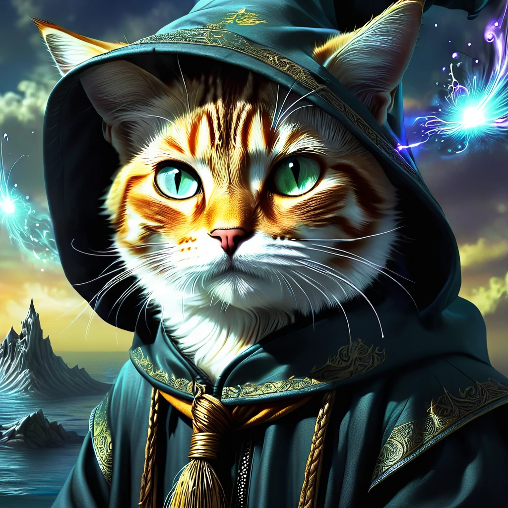 ((a wizard cat, hooded wizard clothing, magic effect, epic:1.5)), until:1.4, (Masterpiece),(Best Quality:1.0), (ultra high resolution:1.0), detailed painting, intricate, underwater landscape, (( magical, beautiful, from another world:1.4 )), (( Best Quality, Vibrant, 32k ,well-defined light and shadows)). no text:1.3.