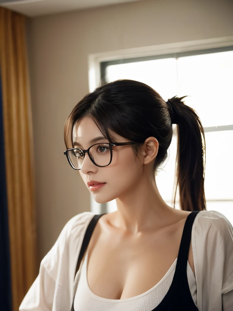 Glasses,busty,ponytail,women