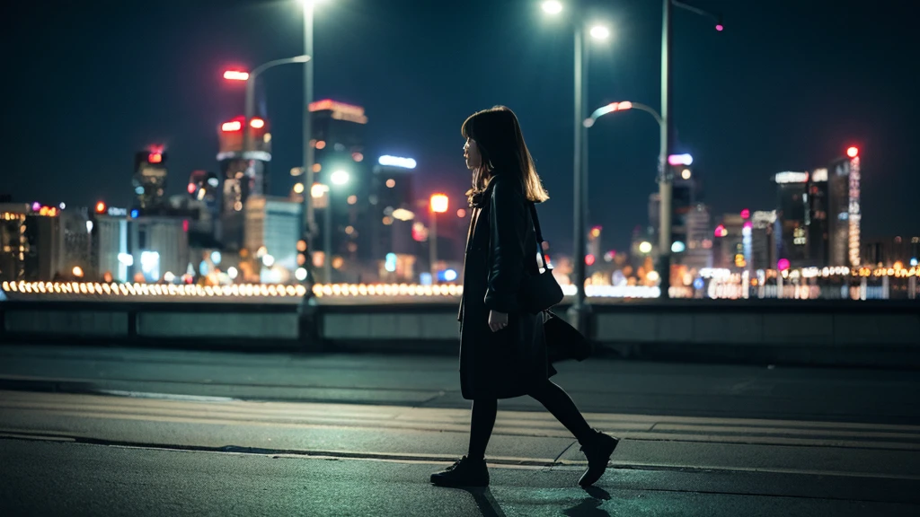 A daughter,Sense of city in the night, lonely