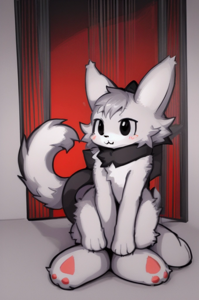 Anime cat sitting in front of a tv with a black and white background, Anime cat, fursona art, fursona Furry Art commission, realistic Anime cat, Fur Affinity Committee, Ear velvet, Fluffy tail, very very beautiful Furry Art, Sora is a cat, High resolution commissions, Furry Art!!!, Fulfini Committee, professional furry