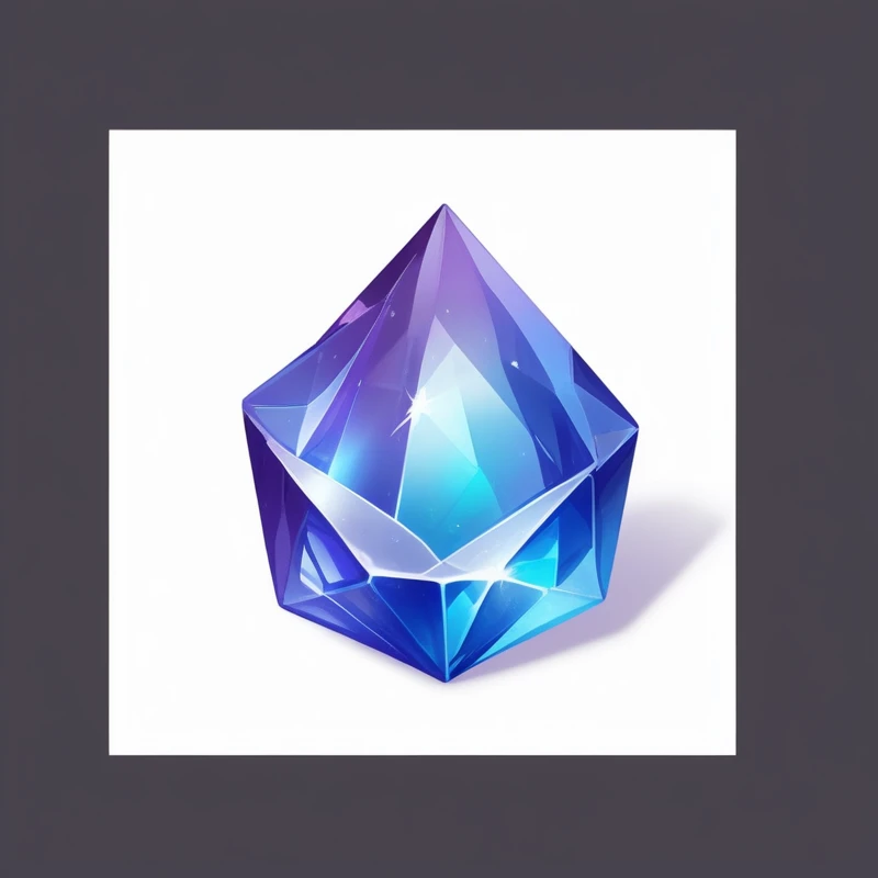 a blue and purple crystal on a white background, crystall, crystalline!!, ashes crystal, crystal material, Frost Accelerator, Telegram Stickers, magical crystals, crystalline skin, crystalized, crystals, Game Icon Assets, Heartstone original art style, crystal, crystal formation, crystal shards, selling a gem, made of crystals, crystalline rock, crystallic