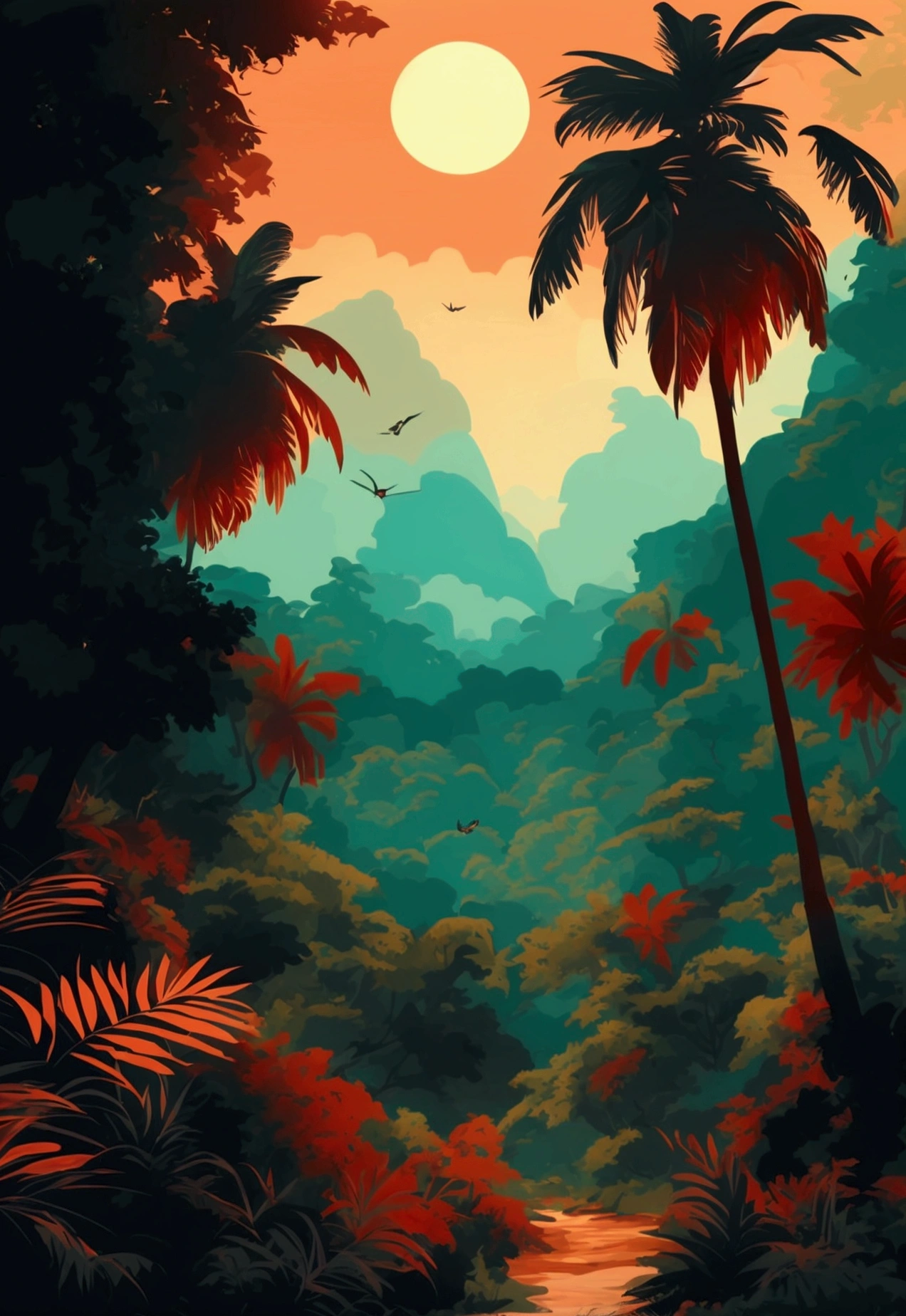 cartoon background African forest landscape background vector llustration