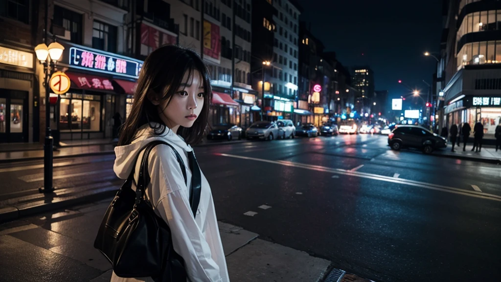 A daughter，Sense of city in the night, lonely