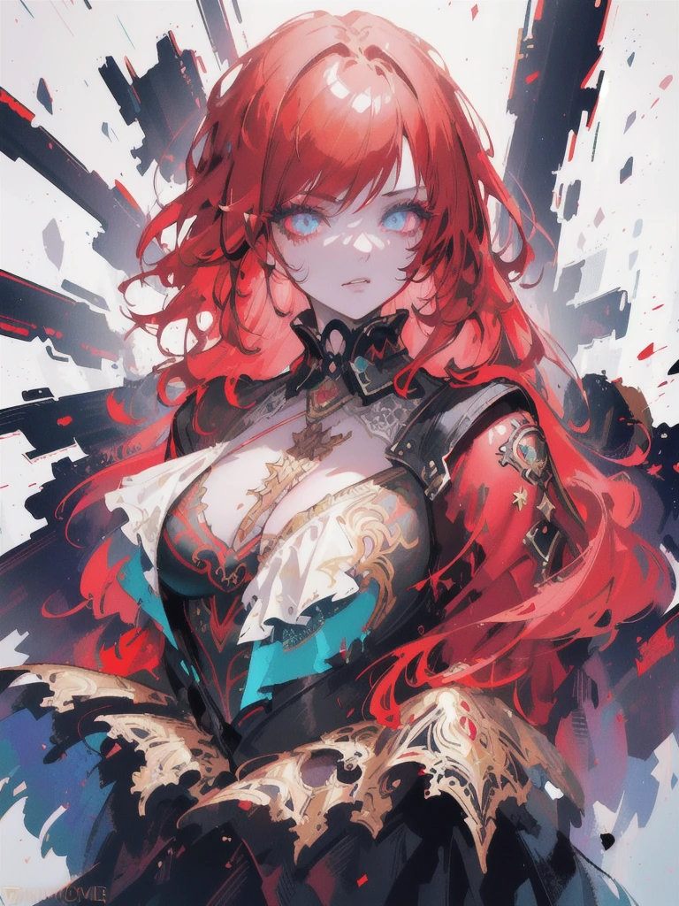 Red hair color,(masterpiece, best quality),(1 lady),(solo),(artstation),(dynamic),(charming),(magical),(unreal engine),(fantastically beautiful),(illustration),(dramatic lighting),(rave background),(neon glow),(maximalist),(extremely detailed eyes and face),(long eyelashes),(intricate details),(vibrant colors),(cinematic lighting),(fantasy portrait)