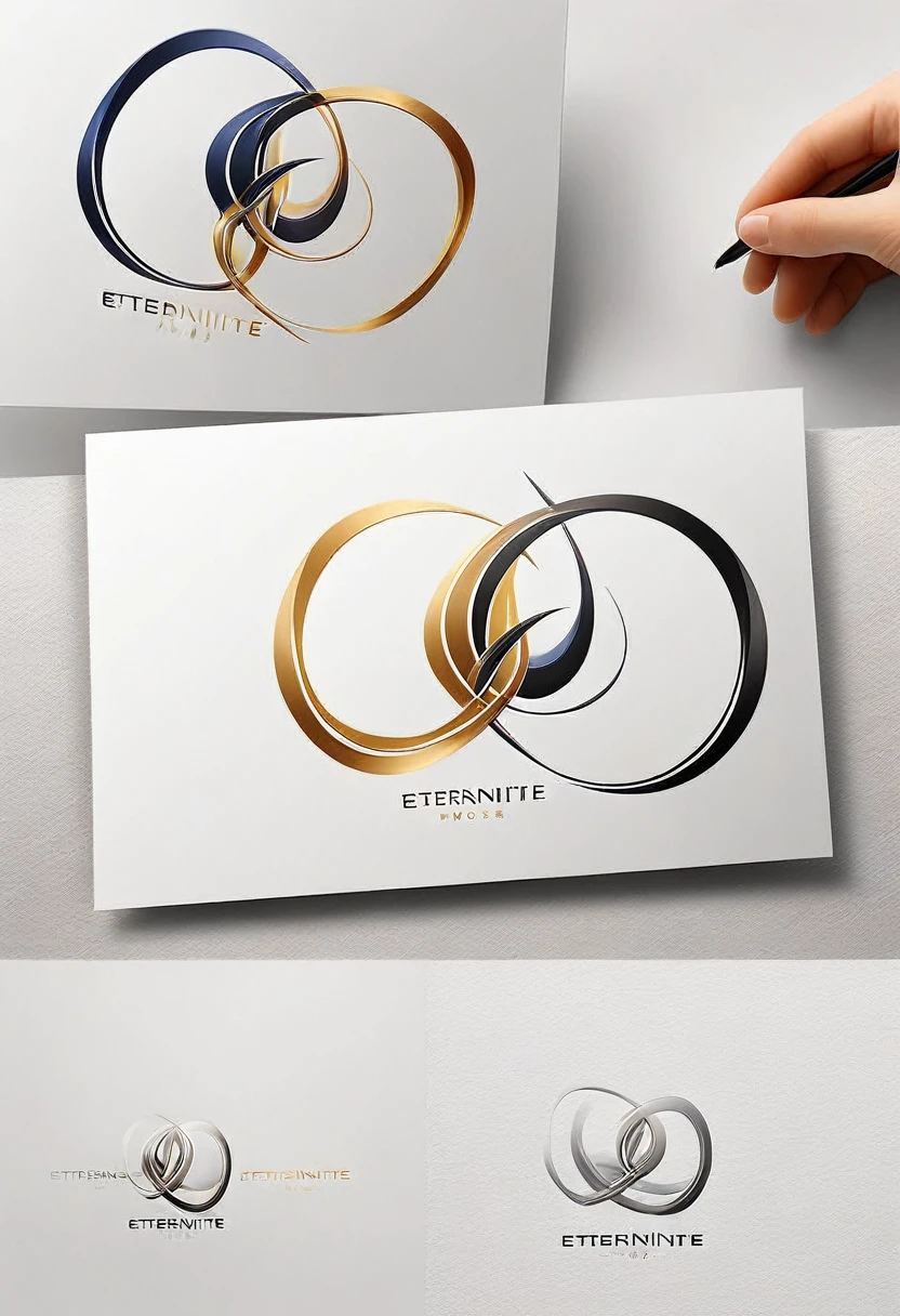 Design a timeless pictorial logo for 'Éternité Mode,' a clothing brand. Create an abstract symbol that represents the concept of eternity (e.g., a Möbius strip, an infinity symbol, or a continuous loop). The logo should be simple, elegant, and enduring, suitable for both digital use and printing on clothing tags and store signage