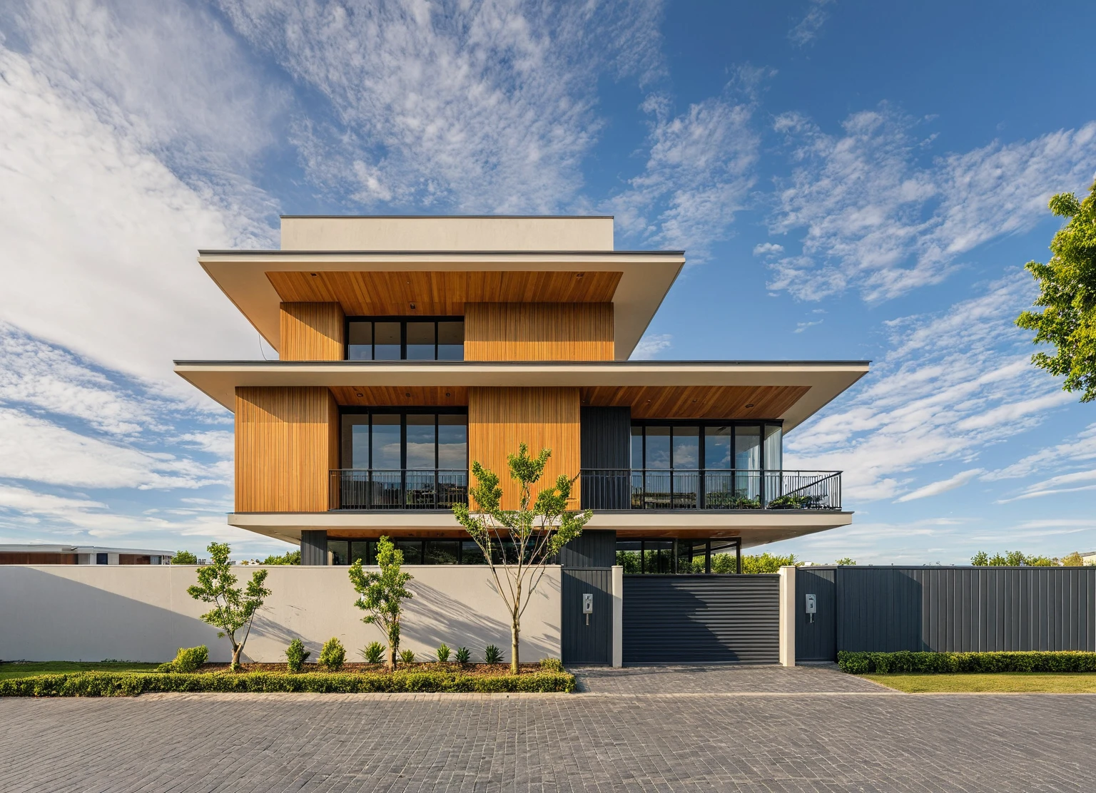 head of&#39;artwork, High quality, best quality, authentique, great detail, En plein air, villa de plain-piedXL, credit group, style de maison moderne dans la rue ,stairs, white wall ,road,pavement, grass, trees, sky, nuvens, (day light:1.1)
