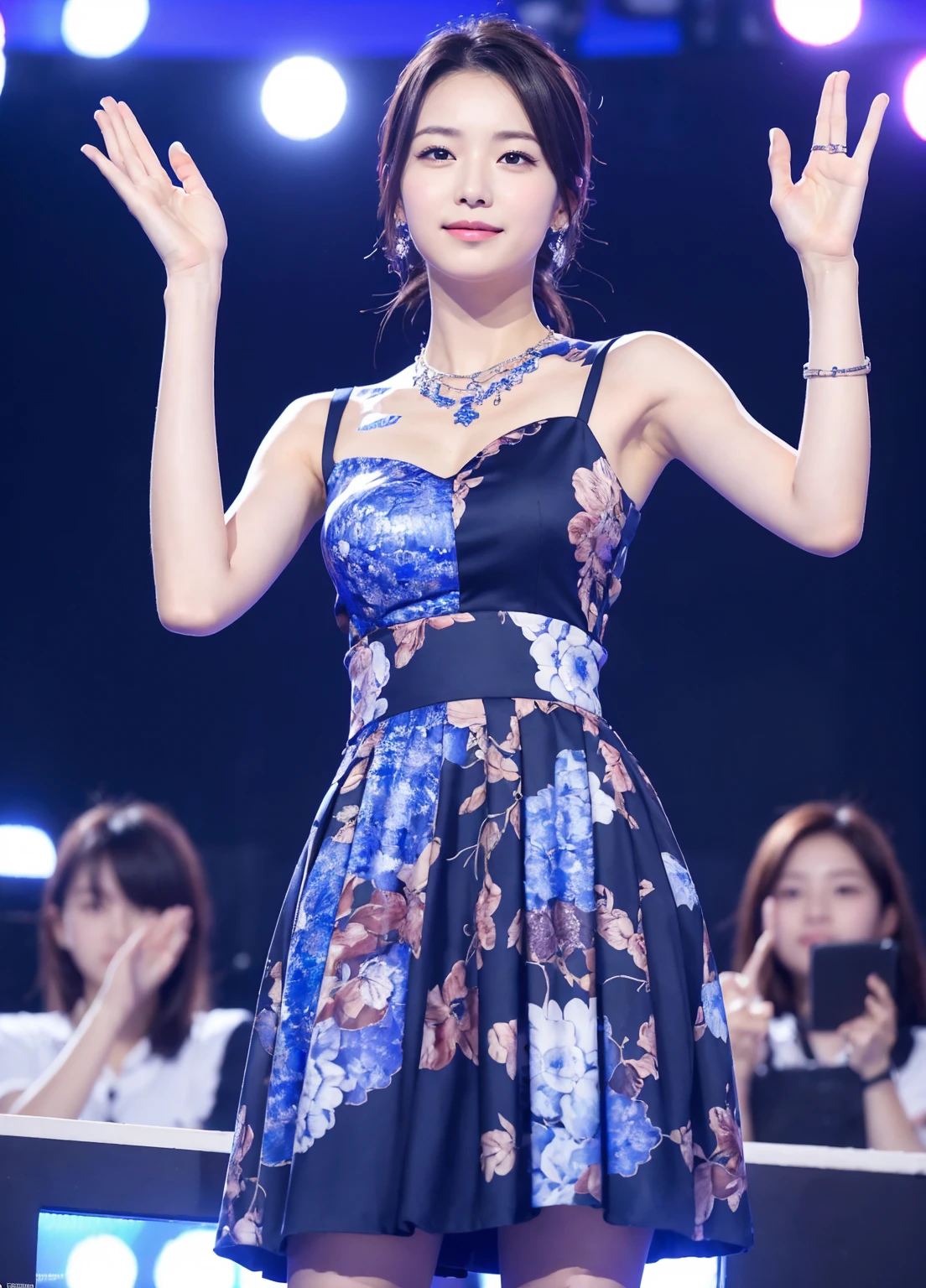 masterpiece,Highest quality,taller than,   One girl, (announcer),Raise your hand、Underarm