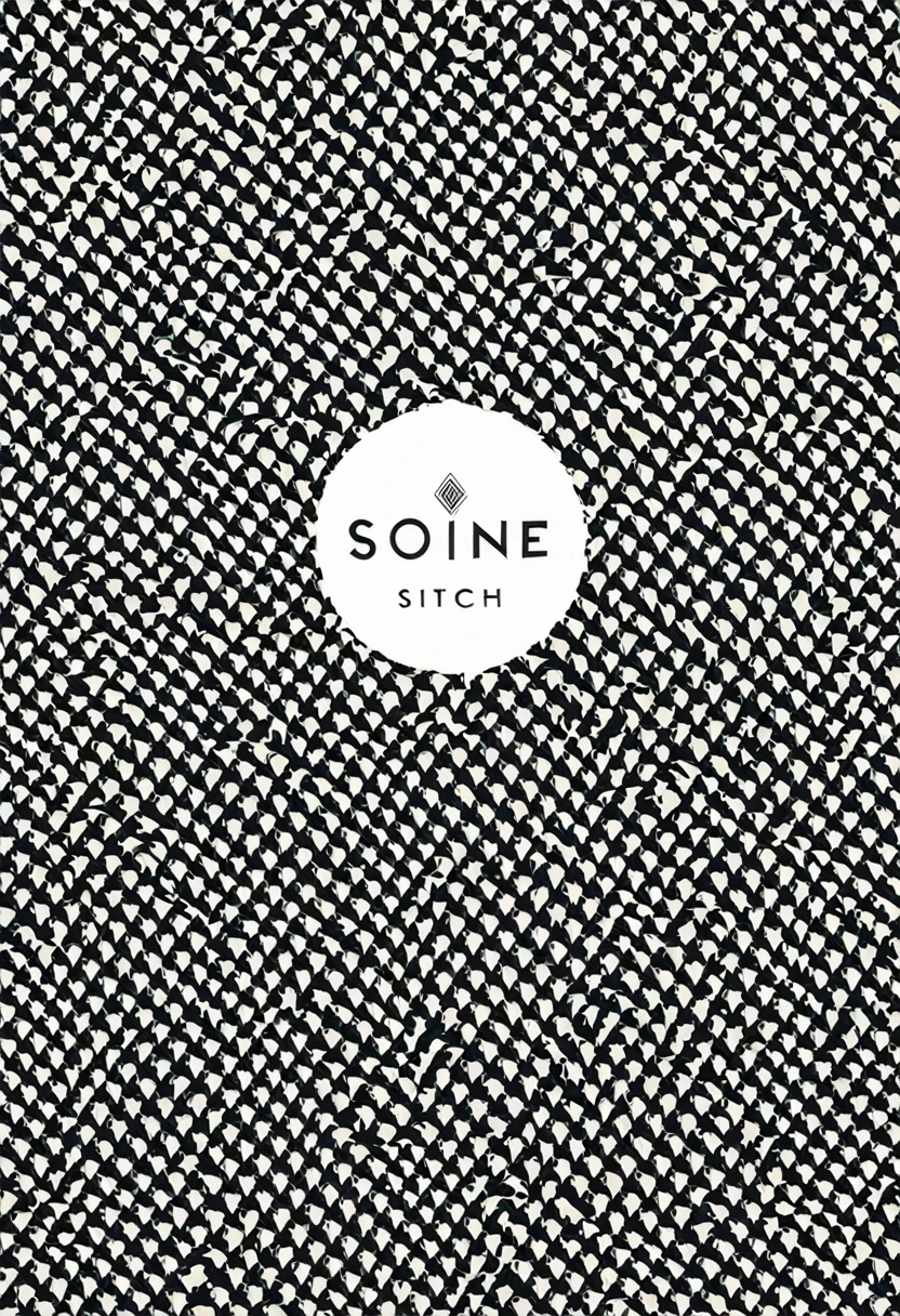 Craft a refined pictorial logo for 'Soigné Stitch,' a clothing brand. Use geometric shapes to create a pattern inspired by fabric textures (e.g., herringbone, houndstooth, or twill). The logo should be elegant and visually interesting, suitable for printing on packaging and tissue paper