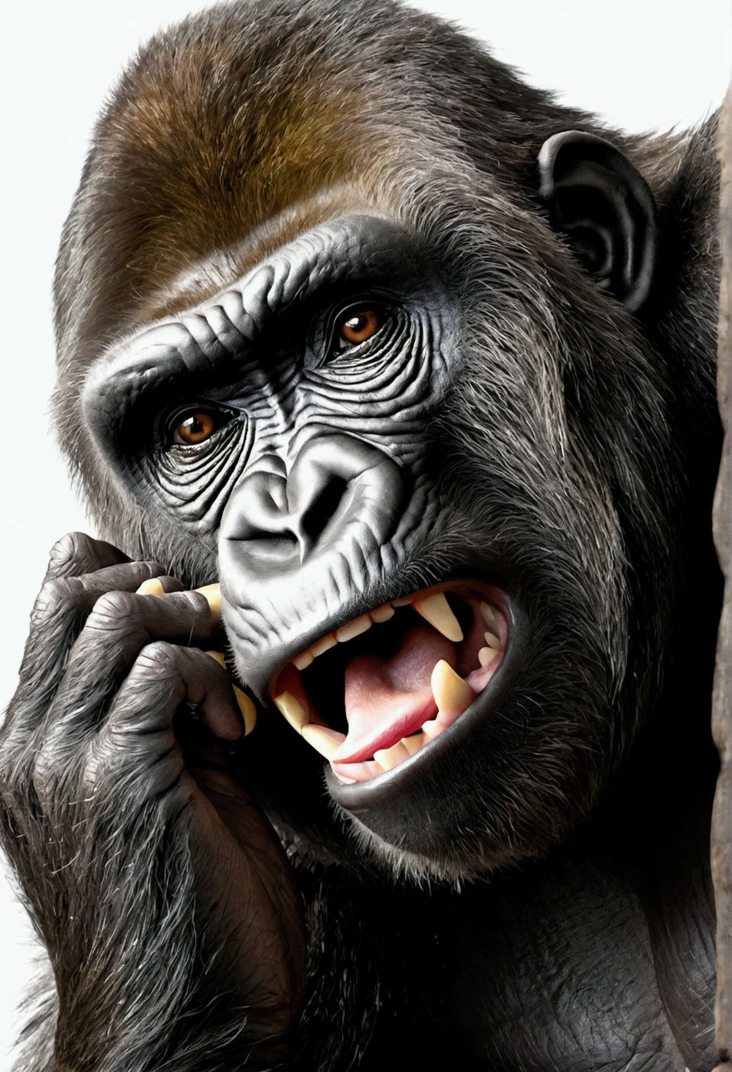 Realistic gorilla　Monkey hiding its eyes　Monkey plugging ears　Cover your mouth