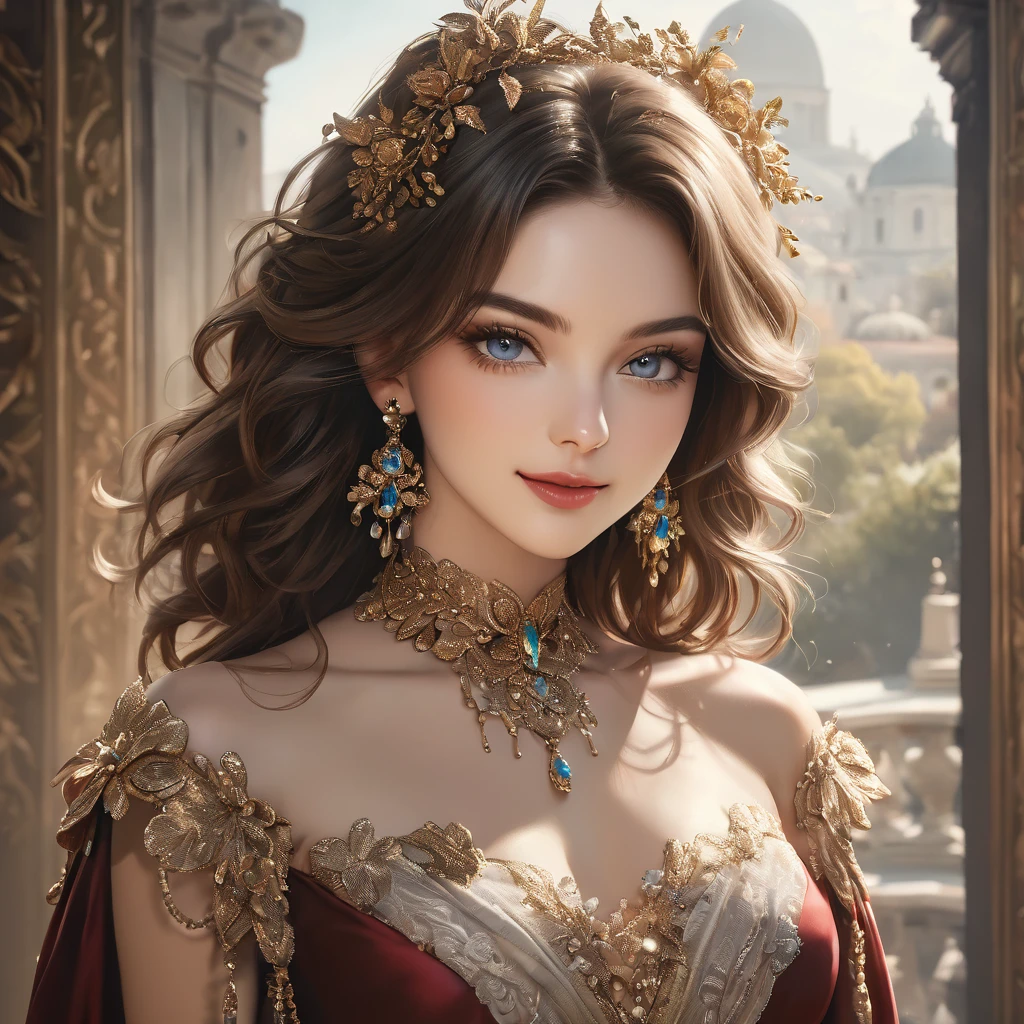 (Realistic,photoRealistic:1.37),Very detailed,Faithfully recreated face of one of the most recognizable Italian women,Fine and beautiful eyes,Thick and beautiful lips,Long eyelashes,(Highest quality,4K,8k,High resolution,masterpiece:1.2),Ultra-fine painting,Portraiture,Professional,High resolution,Bright colors,Studio Lighting,Physically Based Rendering,Italian model,Sexy Images,Sensual pose,Great Features,Perfect Skin,Expressive eyes,enchanting smile,Striking beauty,charming presence,Captivating Charm,to attract attention,Eye-catching,Photogenic,High Fashion,Perfect Makeup,Italian fashion,Sophisticated style,Colorful background,Gorgeous atmosphere,Soft natural light,Rich composition,Delicate brushwork,Perfect detail,Real,Subtle shading,Rich Tone,Beautifully photographed,Great technology,Cinematic Quality,Powerful depiction,Artistic interpretation、smile