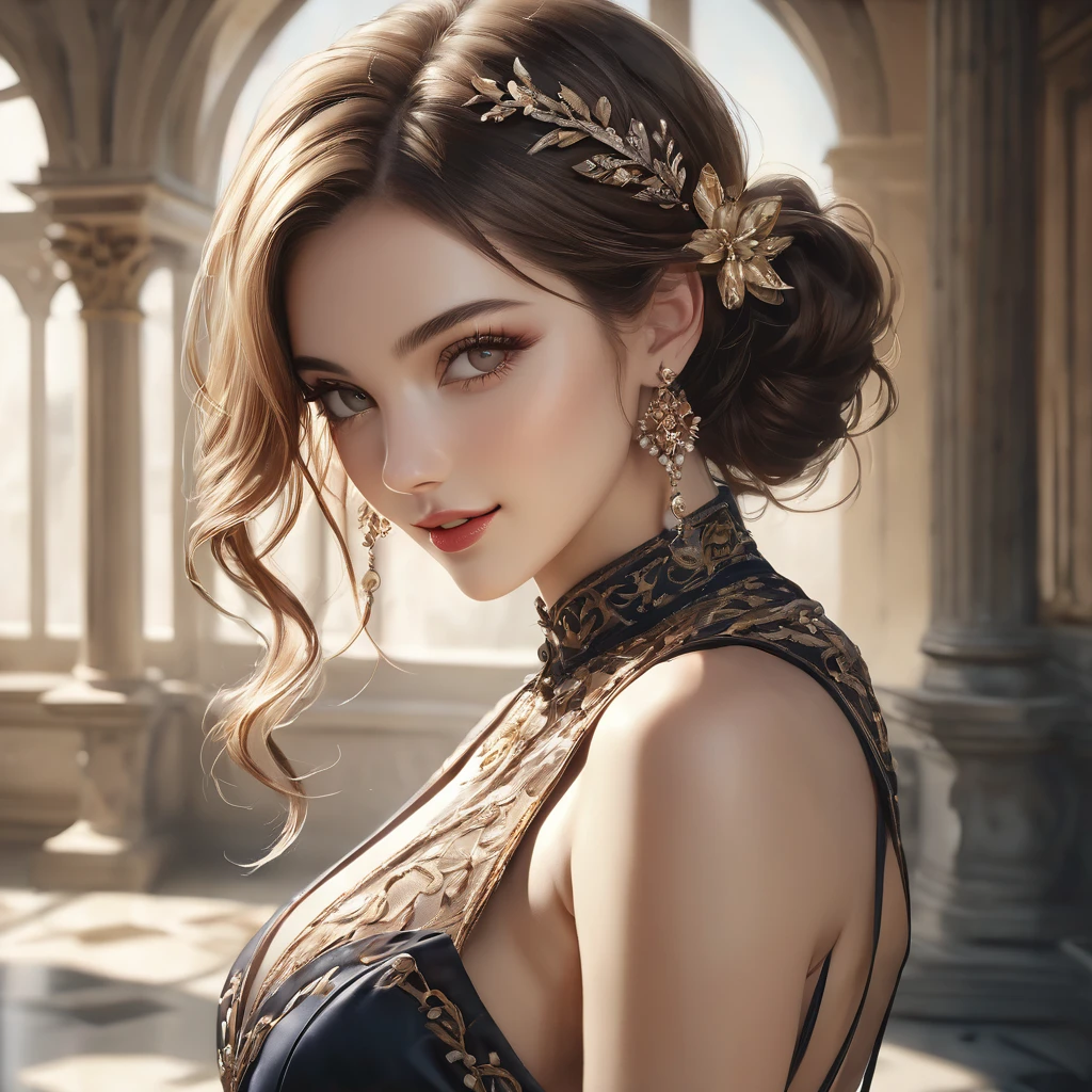 (Realistic,photoRealistic:1.37),Very detailed,Faithfully recreated face of one of the most recognizable Italian women,Fine and beautiful eyes,Thick and beautiful lips,Long eyelashes,(Highest quality,4K,8k,High resolution,masterpiece:1.2),Ultra-fine painting,Portraiture,Professional,High resolution,Bright colors,Studio Lighting,Physically Based Rendering,Italian model,Sexy Images,Sensual pose,Great Features,Perfect Skin,Expressive eyes,enchanting smile,Striking beauty,charming presence,Captivating Charm,to attract attention,Eye-catching,Photogenic,High Fashion,Perfect Makeup,Italian fashion,Sophisticated style,Colorful background,Gorgeous atmosphere,Soft natural light,Rich composition,Delicate brushwork,Perfect detail,Real,Subtle shading,Rich Tone,Beautifully photographed,Great technology,Cinematic Quality,Powerful depiction,Artistic interpretation、smile