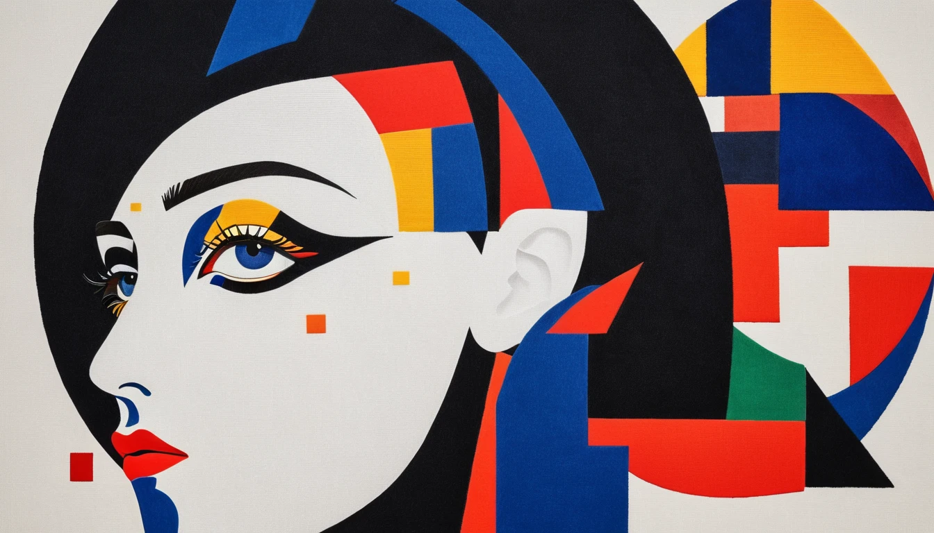 Cubist artwork n the style of Kazimir Malevich, Golden Ratio, The style is too complicated, embroidery, Unsplash, [plunder| kangaroo], the plunder is Furious, Magical Realism, Kazimir Malevich style, Kazimir Malevich art, Kazimir Malevich . Geometric shapes, Abstract, Innovative, Sexual