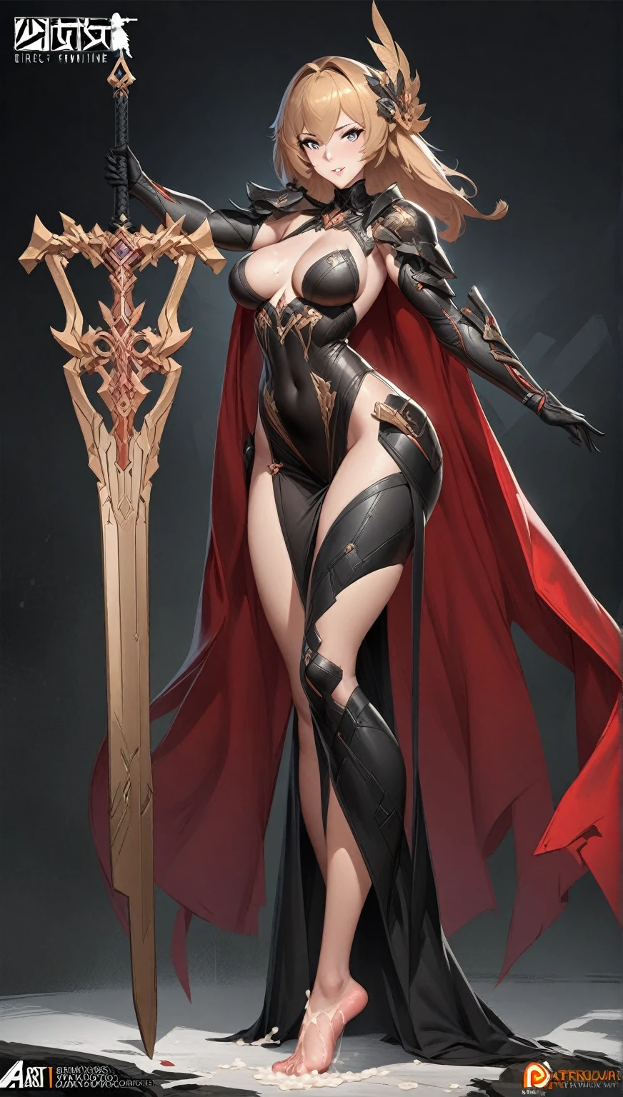 anime girl in a black dress with a red cape and a sword, cushart krenz key art feminine, extremely detailed artgerm, style artgerm, ! dream artgerm, trending on artstation pixiv, artgerm on artstation pixiv, from girls frontline, style of artgerm, shadowverse style, astri lohne, 1 boy, penis, footjob, NSFW, cum on feet