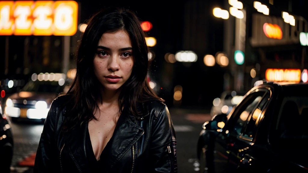 (Cinematic Aesthetic:1.4) Photo of a beautiful girl fashion model bokeh city night