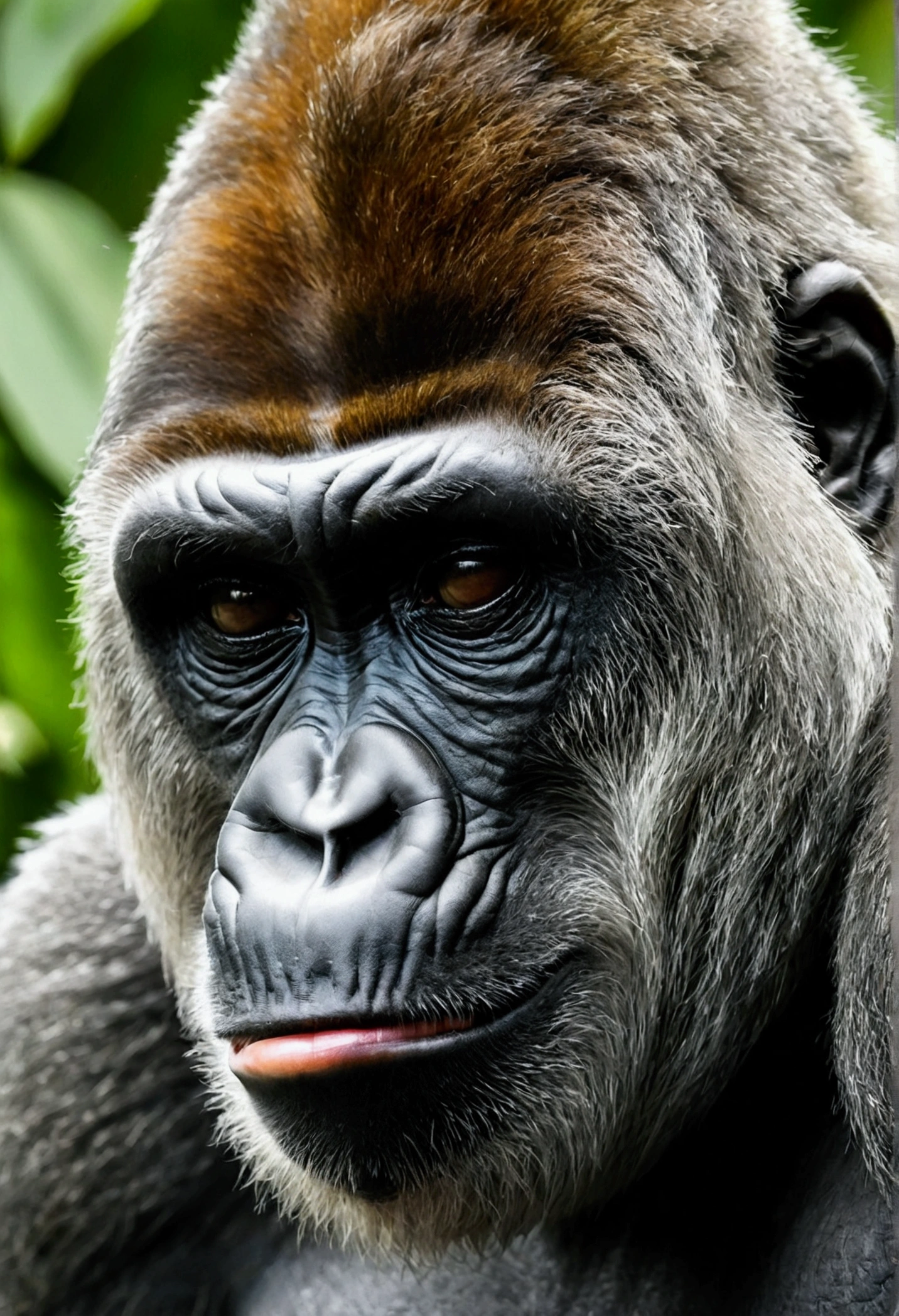 Realistic gorilla Monkey hiding its eyes Monkey plugging ears Cover your mouth