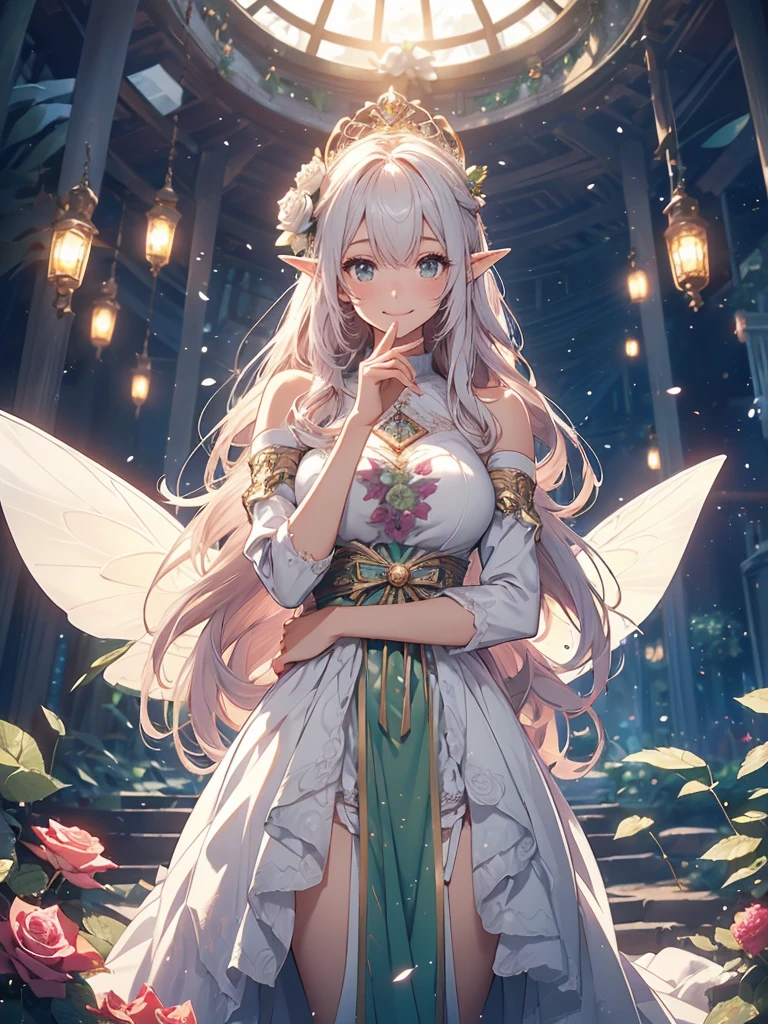 最high quality、1 woman elf on screen 、sexly, Beautifully decorated  dress,Beautiful foam、、CourtyardShining fairy wings、Flower fractal art　　Beautiful Nature((have White Rose bouquet2.0))　　、Bigger on the screen((cowboy shot 　))　　　　、((seethroughbodystocking, dress)),Beautiful radiance,High-definition depiction, Realistic, 8K, Unity, beautiful Shot, light smile, Beautifully and vividly drawn, , Beautiful, beautiful, clear skin、sexly,beautiful underwear,Countless rays of light pouring down, Swirling Light, Raise one arm above your head, Intense light is emitted from the magic circle in front of the girl.   forest、Lots of leaves、green leaves、flower、Particles of light、 night、Magic 、Fairy tale、
Romanticism,Cowboy Shot: The most beautiful form of chaos, Mr..々colour, Intertwined flowers, Particle,magical gentle light,smile,sexly,image quality、masterpiece、Beautiful Face、Super beautiful elf woman((Big breasted 22 year old office lady、Bust 100,Beautiful long ironed hair 、bionde hair,height: 165cm。、sexly、ANDsbian、、high quality、、Visual art、Written boundary depth、universe、Happy smile、、elegant、ticker beautiful decorative、、beautiful tiara、Beautiful bed、Beautiful Landscape、A kind smile、wonderful、Fluttering petals、Dance happily、、Cultivate fantasy、、Mystery light　Lots of flowers、、art、forest, art,mystery,Ultra-high resolution,atmosphere A colorful and dreamy anime-style illustration of a young girl with beautiful hair,Beautiful Forest. surrounded by a kaleidoscope of colors and glowing lights. The background is filled with whimsical details and a magical atmosphere. --ar 3:4 --style raw --stylize 600 --niji 6、Throne Beautiful  エロnsfw