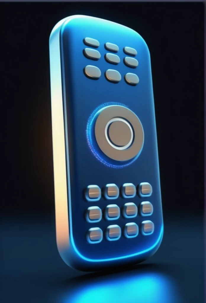 a remote control for a cell phone, detailed circuitry, futuristic design, metallic materials, glowing blue lights, advanced technology, clean smooth surfaces, dynamic perspective, cinematic lighting, photorealistic, 8k, high quality, intricate details, industrial style