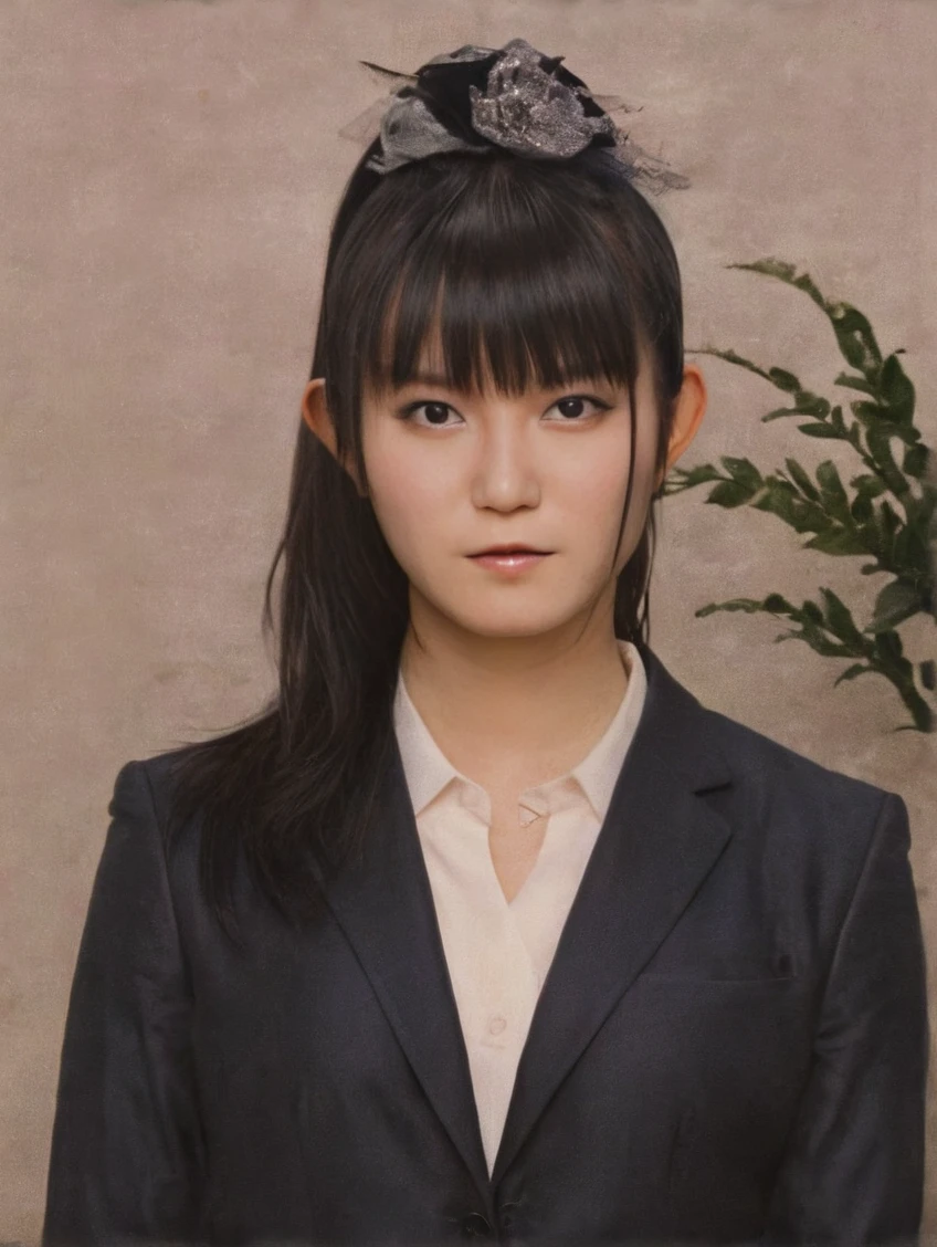 a beautiful picture of suzuka nakamoto XL, detailed skin texture,masterpiece, photorealistic, woman, 4k, backlighting, light, RAW color photo,(fully in frame:1.1), (blush:0.5), (goosebumps:0.5), wearing a (formal suit:1.1)