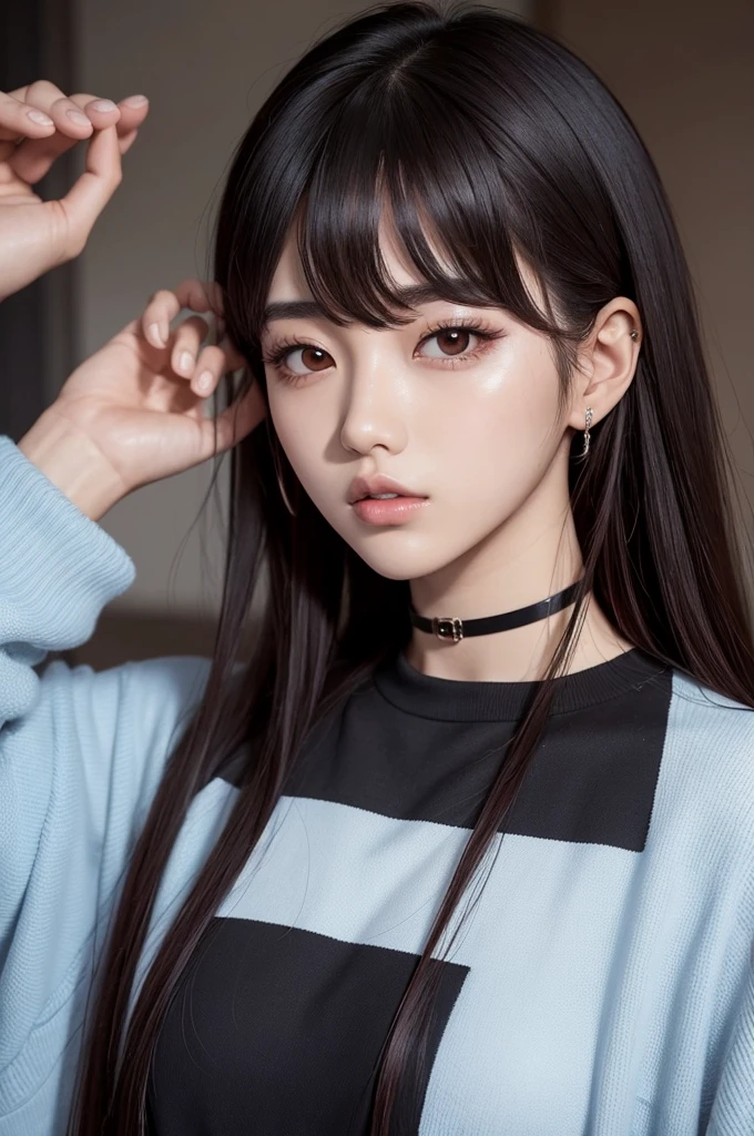 A Spanish k-pop idol has dark skin, black eyes, red hair, trained for 5 months and is 23 years old