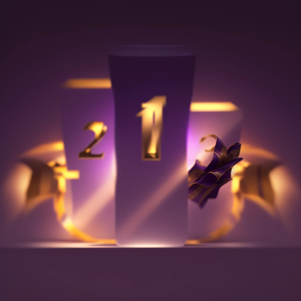 Close up of golden trophy，奖杯周围系着Purple Ribbon, 1.8, ?. 8, No. 31!!!!!, golden number, [32k hd]^10, Gold and purple, Purple Ribbon, screensaver, Gold Ribbon, 9k, Nine thousand, First Place, 32k, 3 2 thousand, Awards