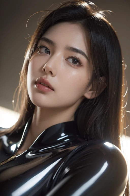 (RAW Photos:1.2)、Highest quality、Beautiful detailed girl、タイトLatex suit、Latex suit, Laughter、Highly detailed eyes and face、Beautiful and fine details、Large file size、High resolution、High resolution、8k wallpaper details、Highly detailed Ticker uniform 8K wallpaper、Light on the face、Cinema Lighting、18-year-old girl、Sexy pose、(Photorealism:1.4)、Awareness-raising、Surrealism、 From below、Super Detail、masterpiece
