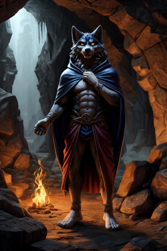 (((Barefoot furry character, full body, cinematic setting, furry male, plantigrade)))
(((Hades))) - (((God of the Underworld))) depicted as a mysterious (((wolf))) anthro with charcoal-gray fur and glowing amber eyes. He wears a dark hooded cloak that billows around him. Hades sits barefoot amidst eerie mist and shadows, with spectral forms and ghostly apparitions in the background. Symbols of the underworld like skeletal remains and obsidian pillars surround him. Cerberus, the three-headed dog, is at his side.
BREAK, detailed background, 8K, (masterpiece:1.5), intricate details, highly detailed, extreme detail, octane render, fine art, best quality, highres, (detailed face:1.5), ((full_body)), UHD, (((perfect hands))), (((perfect feet))), low light