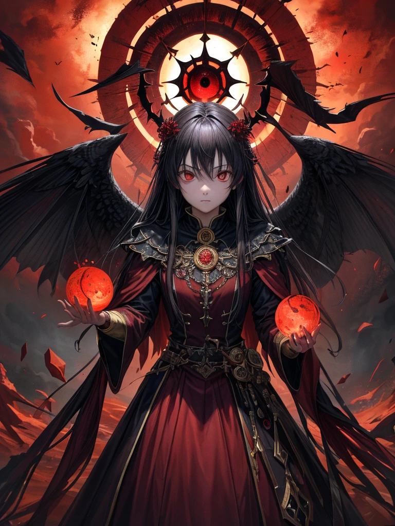 (Highest quality,4K,High resolution,masterpiece:1.2),Very detailed,Realistic:1.37,Spooky altar background,Dark fantasy,Red color scheme,Ominous atmosphere,Eye-catching,Storytelling,anatomy,Anime Style,Concept Art,beautiful細部までこだわった顔と (((Red eyes ))),Not exposed,Don&#39;t show skin,The body is covered with clothing,Terrifying Ritual ,Long golden hair,Blonde Hair,disaster々New Tiara,Satanic Ritual,Untimely Death,Unjust act,Crazy Smile,Scythe Face,Girl Monster, beautiful, Delicate facial features, Sharp Eye, Sharp Fangs, Pale skin, Thick chain, Dark Background, Cinema Lighting, Dramatic Shadows, Gothic style, Gloomy atmosphere, Dark fantasy, One Girl, , Please open your mouth wide, Open your mouth and baring your teeth,Sharp teeth like a beast, Wide lips, very wide mouth, Vermilion cheeks, ,(Blood splatter:1.4),Scary smile, laugh at,Fallen angel design, Twisted smile、Bloodstained、bleeding from the head,,、Blood splatter、,(Blood splatter:1.4),Crossbones, skull,Horror Style, ((Fantasy Fallen Angel Costume)), ((flowing blonde hair)), ,(Blood splatter:1.4),Female curves, Sexy flat stomach, Perfect hands, Perfect anime face, ((White Lolita Dress)), Are standing, ((Wicked Smile)), ,(Blood splatter:1.4), Steam circulates, Moonlight Illumination, night lighting, disaster々new devil horns,,(Blood splatter:1.6),アニメFallen angel design, Twisted smile、Bloodstained、bleeding from the head,,、Blood splatter、,(Blood splatter:1.4),Crossbones, skull,Gothic architecture、Western architecture、Fantasy World、,Victorian cities, Skeleton Gaslight,