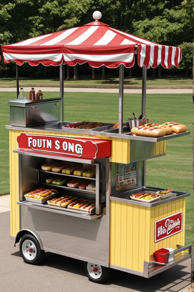A hot dog hamburger cart