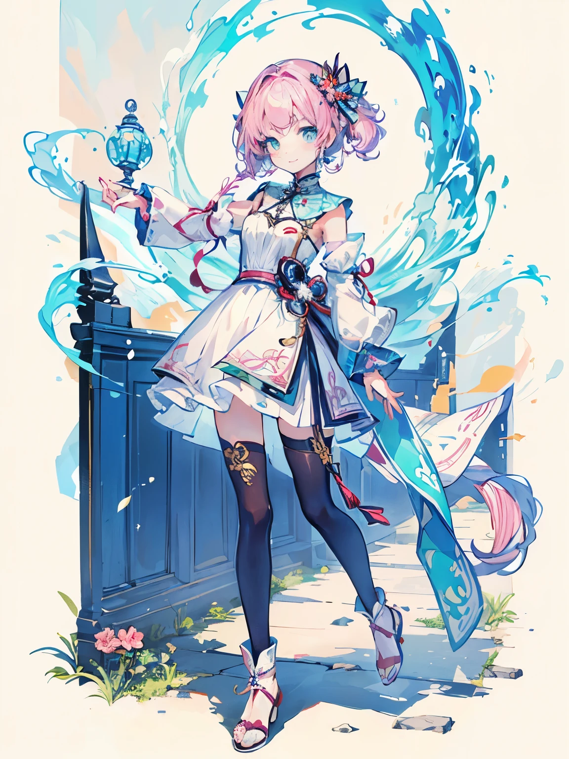 ((masterpiece, best quality: 1.1), ((魔Magecartoon女孩)), 可爱的日系的的cartoon女孩, , A lovely girl、Long hair、Very Beautiful Anime , cartoon , Charming girl, , Aya Kono color style,, Lovely character, 、Smile、Cute girl、微卷的Long hair、Using Magic、Magic Elements,Lively and cheerful'lively dynamic、Full body pictures、Standing picture、from head to foot、迷你cloak、Mage、wizard、robe、cloak、Shrine maiden、witch