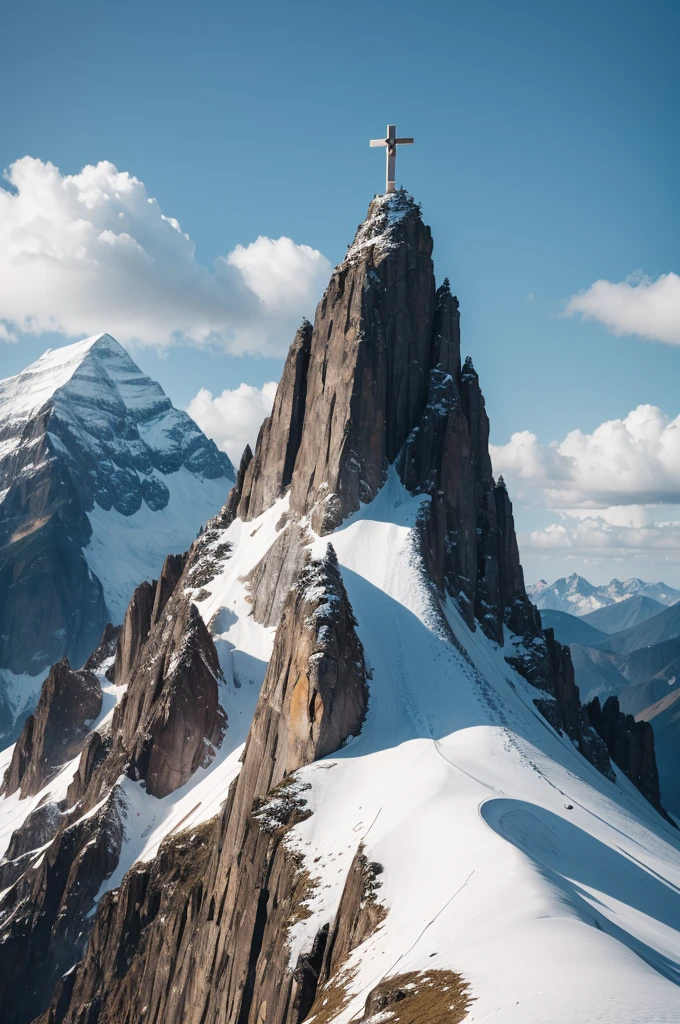 A mountain with a cross on top