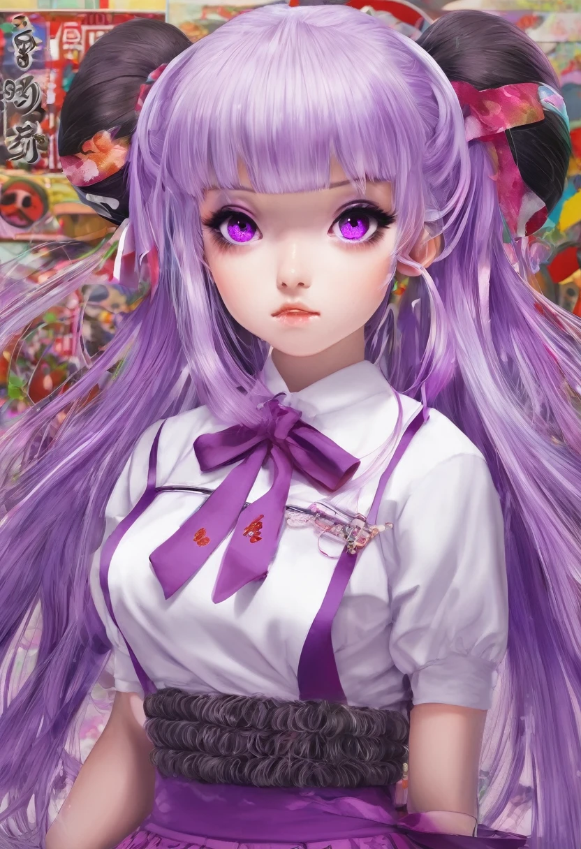 Jiraiya Kay, Harajuku, hime cut, Blunt bangs, purple eyes
